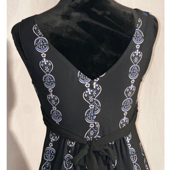 Connected Sleeveless Tank Dress, Bright Blue and Black, Empire Waist, Size 4P - Picture 7 of 10